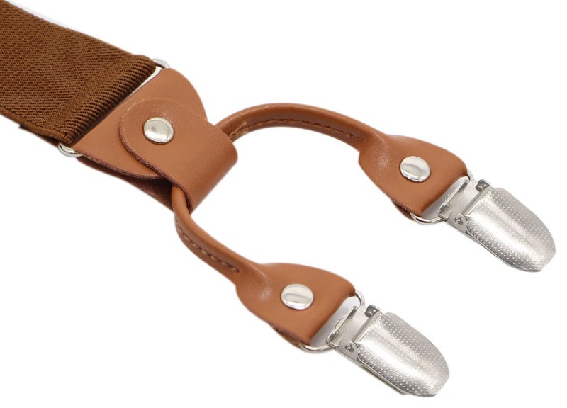 Timiot Menâ€™s Y-Back 4 Metal Clip Elastic Wide Suspenders Perfect For Both Casual&Formal (Coffe) - Image 2